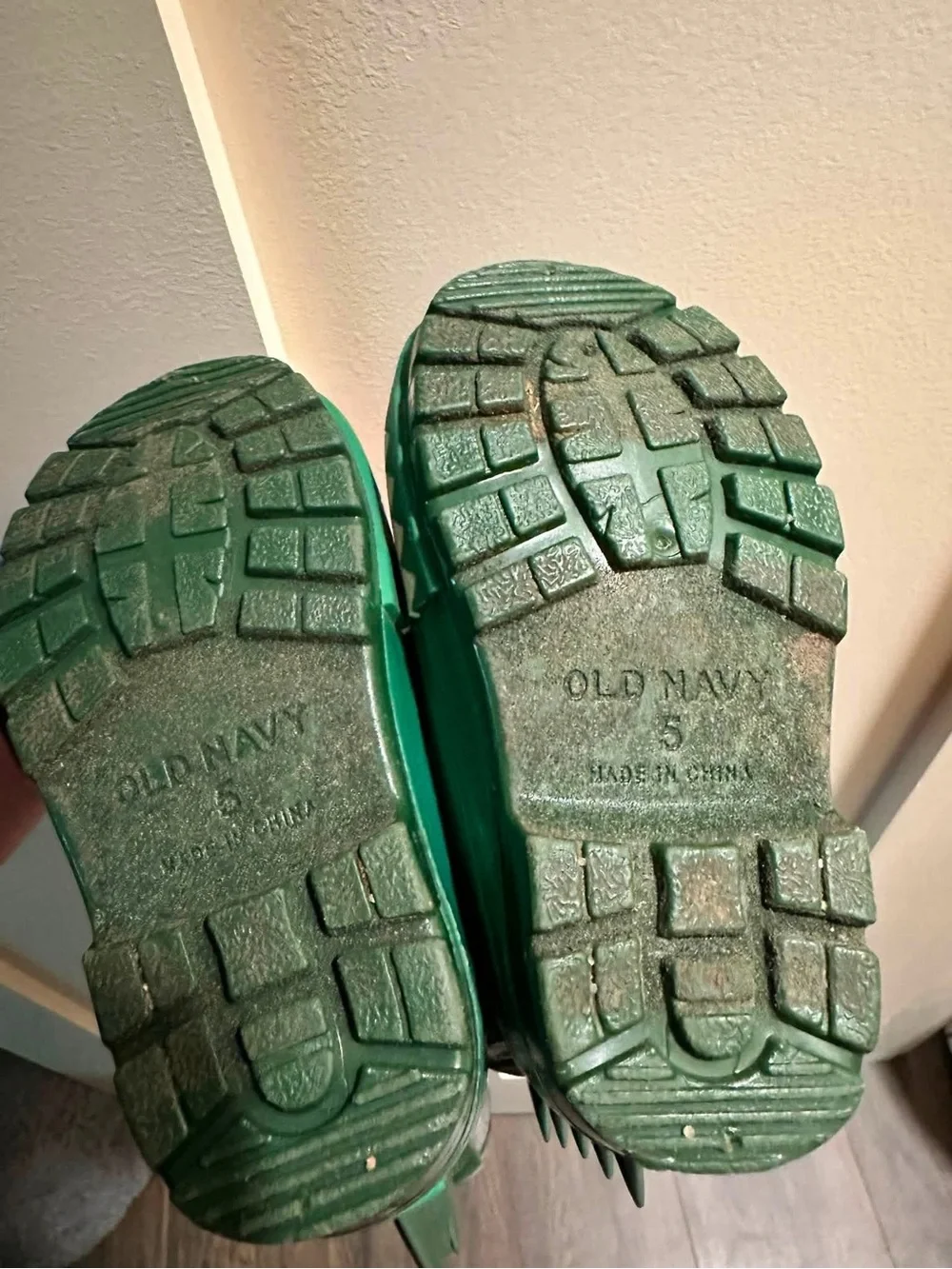 Old Navy Green Dino Rain Boots with Handles
